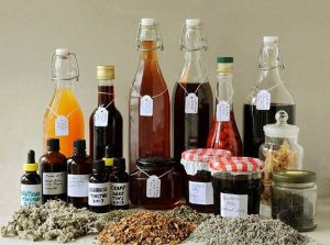 Selection of tinctures jellies and syrups