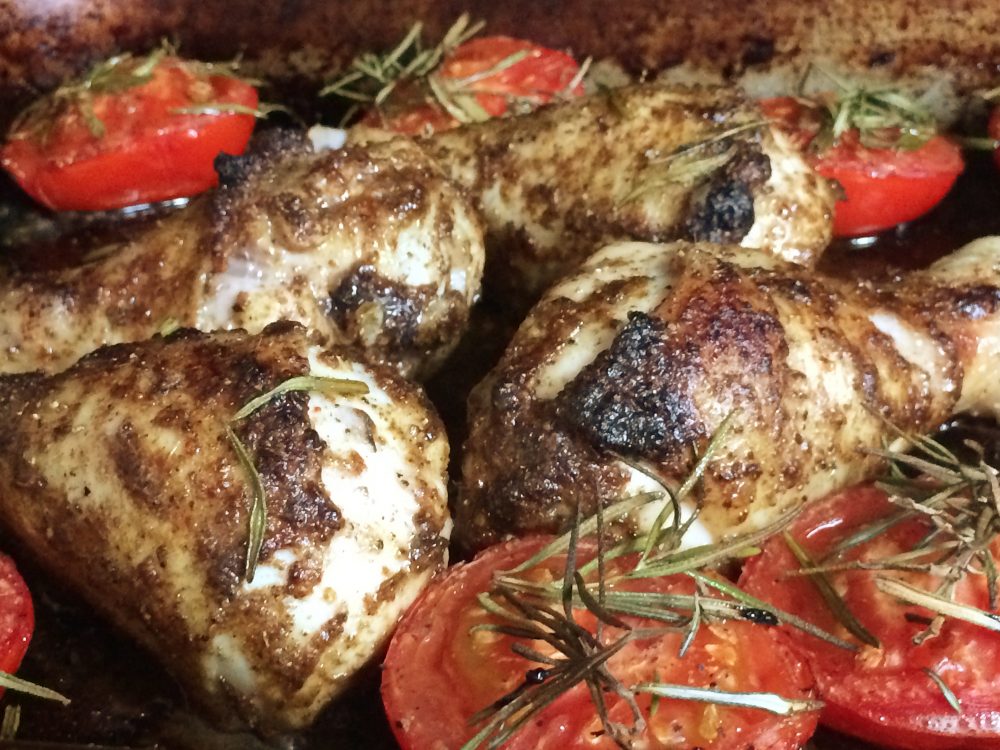 jerk chicken made from foraged spices